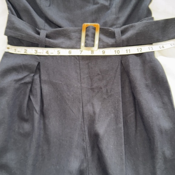Monteau Black Strapless Jumpsuit Belted Linen Blend Wide-Leg Palazzo Style Sz M - Picture 10 of 13